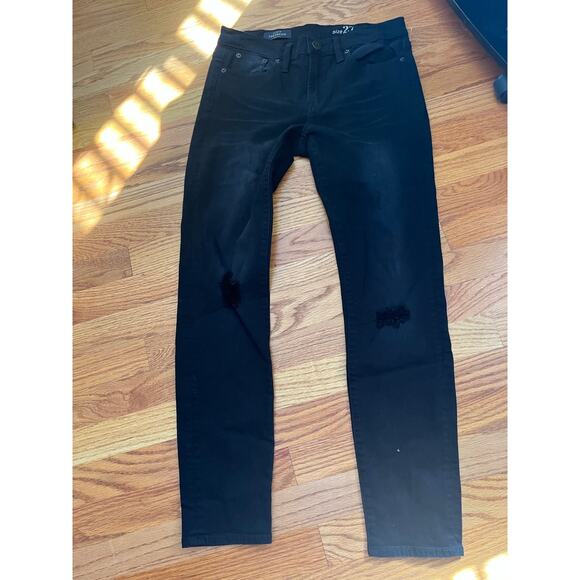 J. Crew destroyed Toothpick black jeans size 27 cotton polyester‎ elasthanne - Picture 1 of 5